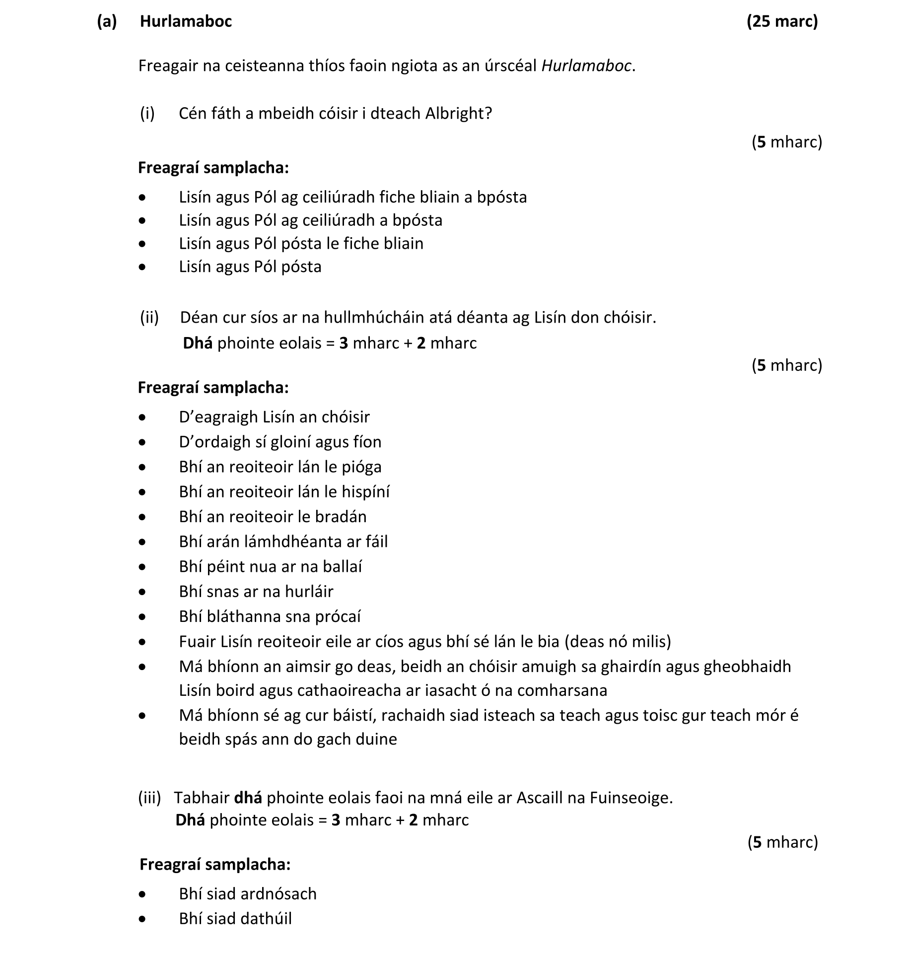 2021 Paper Two Section 2 Question A Part a Leaving