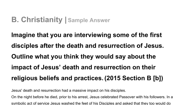 Christianity - 2015 B (b) Sample Answer | Studyclix