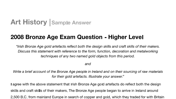 Sample Answer 2008 Bronze Age | Studyclix