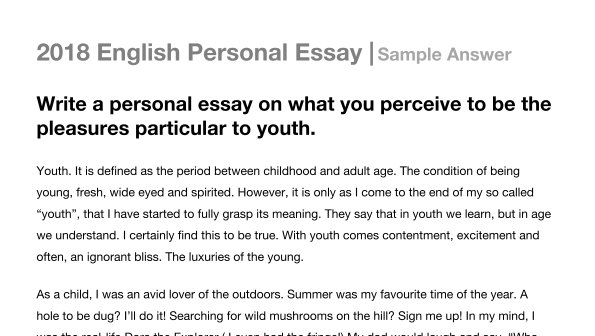 features of a personal essay leaving cert english