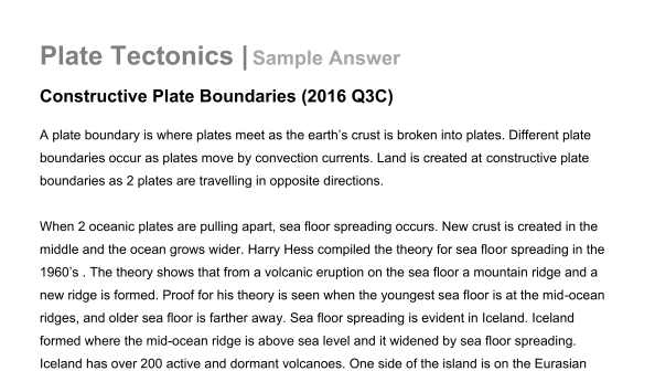 plate tectonics essay leaving cert